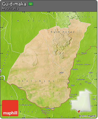 Satellite Map of Guidimaka, physical outside