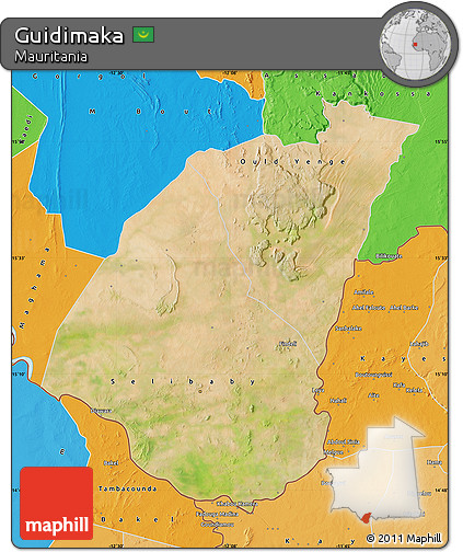 Satellite Map of Guidimaka, political outside