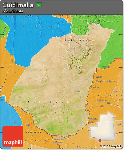 Satellite Map of Guidimaka, political outside
