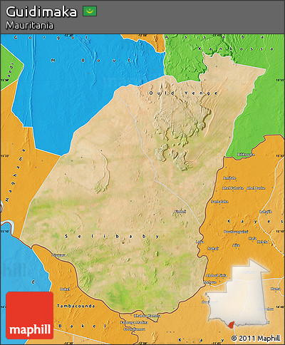 Satellite Map of Guidimaka, political outside