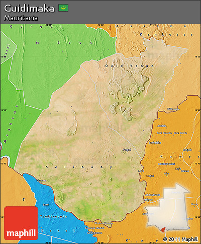 Satellite Map of Guidimaka, political shades outside