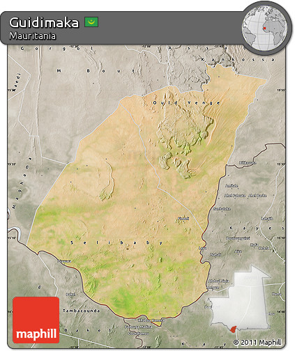 Satellite Map of Guidimaka, semi-desaturated