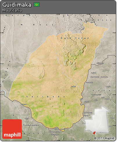 Satellite Map of Guidimaka, semi-desaturated