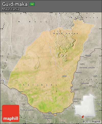 Satellite Map of Guidimaka, semi-desaturated