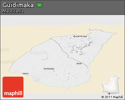 Classic Style Panoramic Map of Guidimaka, single color outside