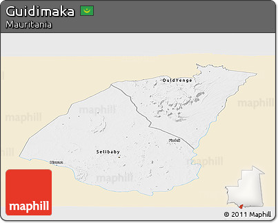 Classic Style Panoramic Map of Guidimaka, single color outside