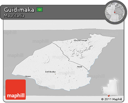 Gray Panoramic Map of Guidimaka, single color outside