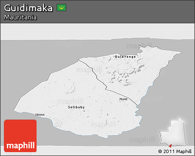 Gray Panoramic Map of Guidimaka, single color outside