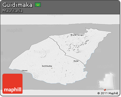 Gray Panoramic Map of Guidimaka, single color outside