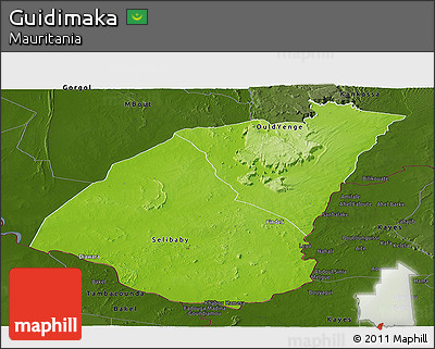 Physical Panoramic Map of Guidimaka, darken