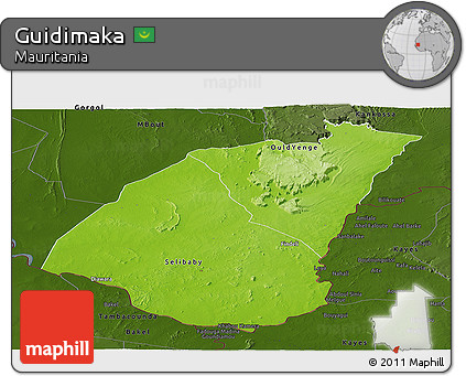Physical Panoramic Map of Guidimaka, darken