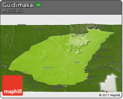 Physical Panoramic Map of Guidimaka, darken