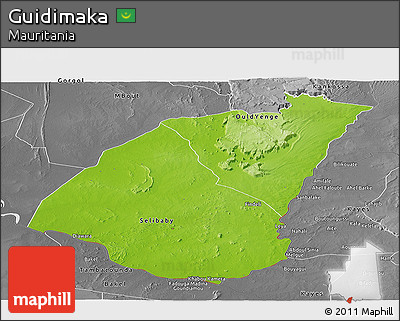 Physical Panoramic Map of Guidimaka, desaturated