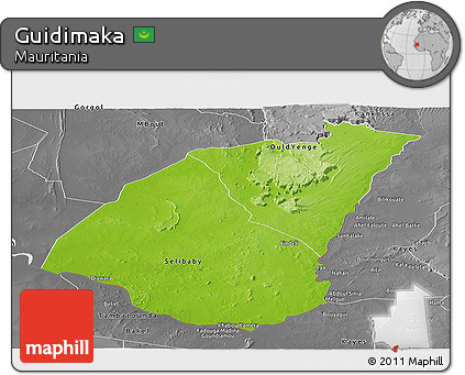 Physical Panoramic Map of Guidimaka, desaturated