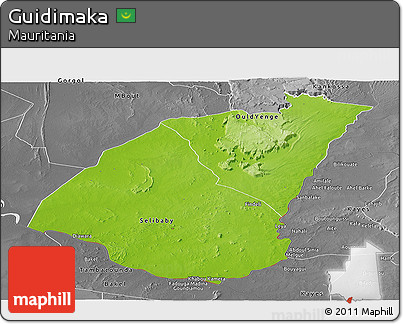 Physical Panoramic Map of Guidimaka, desaturated
