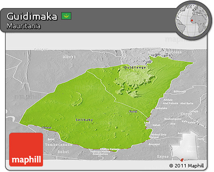 Physical Panoramic Map of Guidimaka, lighten, desaturated