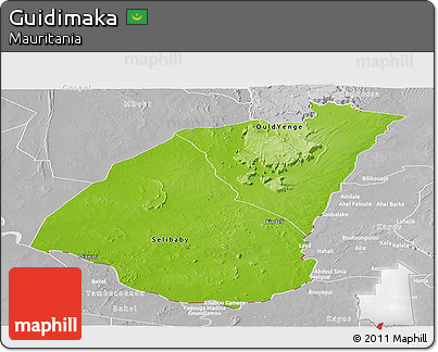 Physical Panoramic Map of Guidimaka, lighten, desaturated