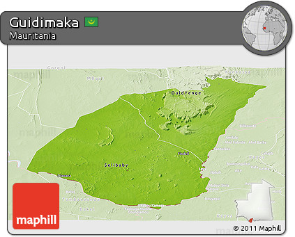 Physical Panoramic Map of Guidimaka, lighten