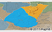 Political Panoramic Map of Guidimaka, semi-desaturated