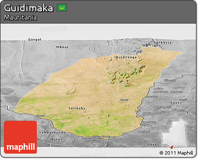 Satellite Panoramic Map of Guidimaka, desaturated