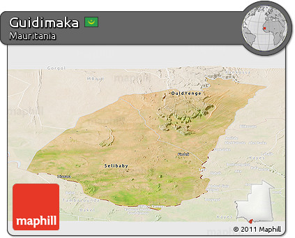 Satellite Panoramic Map of Guidimaka, lighten