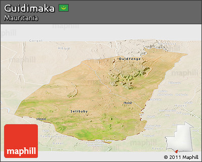 Satellite Panoramic Map of Guidimaka, lighten