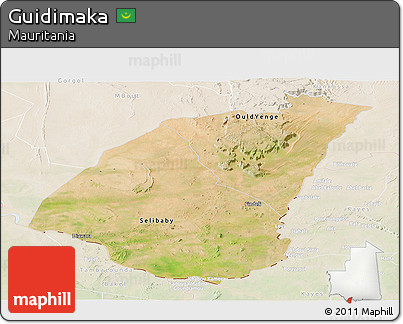 Satellite Panoramic Map of Guidimaka, lighten