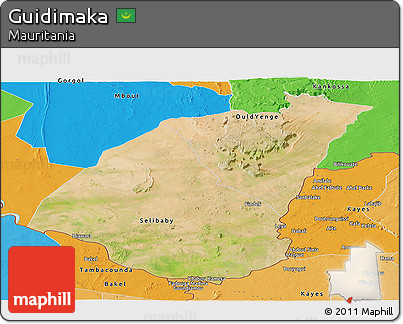 Satellite Panoramic Map of Guidimaka, political outside