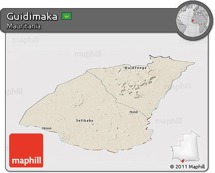 Shaded Relief Panoramic Map of Guidimaka, cropped outside