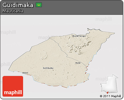 Shaded Relief Panoramic Map of Guidimaka, cropped outside