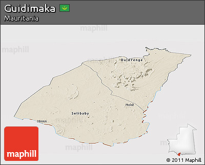 Shaded Relief Panoramic Map of Guidimaka, cropped outside