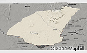 Shaded Relief Panoramic Map of Guidimaka, darken, semi-desaturated