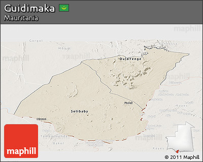 Shaded Relief Panoramic Map of Guidimaka, lighten