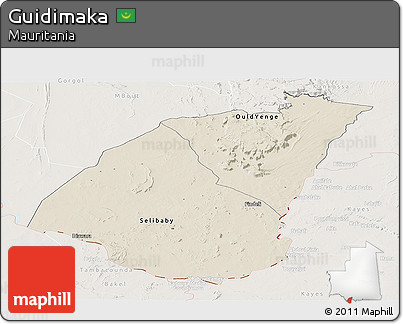 Shaded Relief Panoramic Map of Guidimaka, lighten