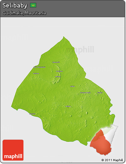 Physical 3D Map of Selibaby, single color outside