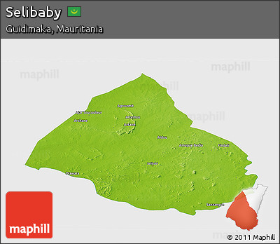 Physical Panoramic Map of Selibaby, single color outside