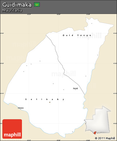 Classic Style Simple Map of Guidimaka, single color outside