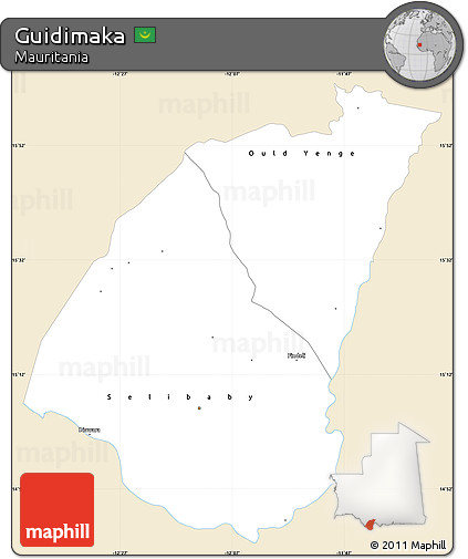 Classic Style Simple Map of Guidimaka, single color outside