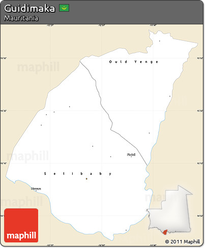 Classic Style Simple Map of Guidimaka, single color outside