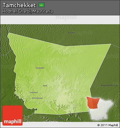 Physical 3D Map of Tamchekket, darken