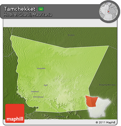 Physical 3D Map of Tamchekket, darken
