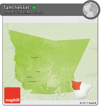 Physical 3D Map of Tamchekket, lighten