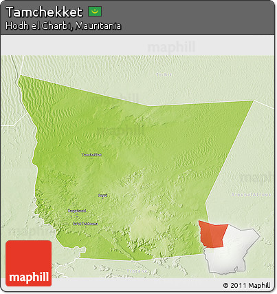 Physical 3D Map of Tamchekket, lighten