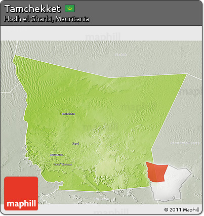 Physical 3D Map of Tamchekket, lighten, semi-desaturated