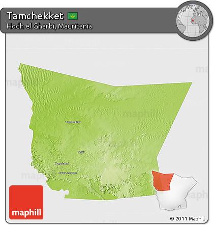 Physical 3D Map of Tamchekket, single color outside