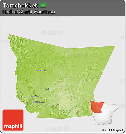 Physical 3D Map of Tamchekket, single color outside