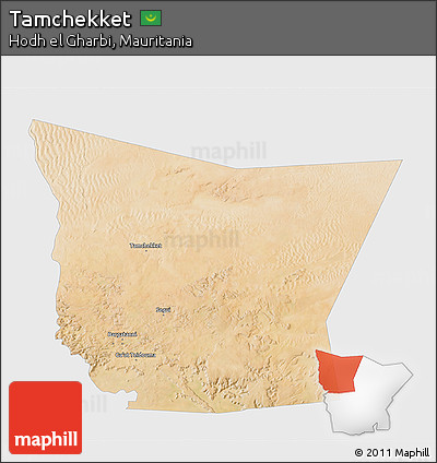 Satellite 3D Map of Tamchekket, single color outside