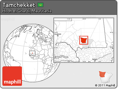 Blank Location Map of Tamchekket, highlighted parent region