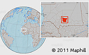 Gray Location Map of Tamchekket, hill shading