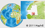 Physical Location Map of Tamchekket, highlighted country, highlighted parent region, within the entire country